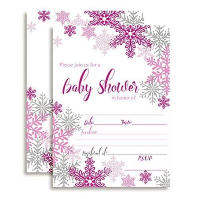 Pink &amp; Silver Snowflake Invitations 40pc. by AmandaCreation Image 1