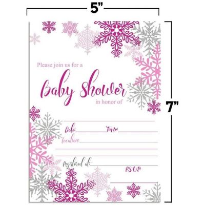 Pink &amp; Silver Snowflake Invitations 40pc. by AmandaCreation Image 2