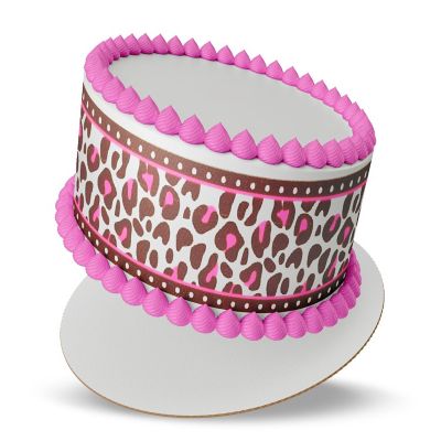 Pink Cheetah Edible Cake Border Strips Image 2