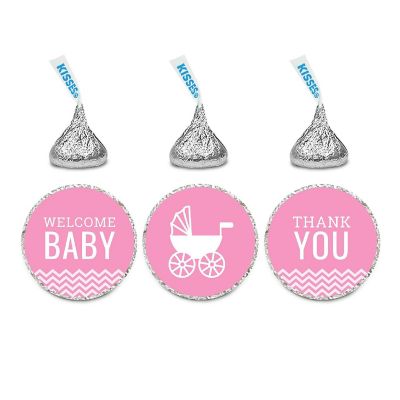 Pink Chevron Welcome Baby Drop 216-Pack Image 1