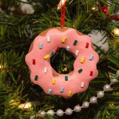 Pink Clay Donut Christmas Ornament Image 2