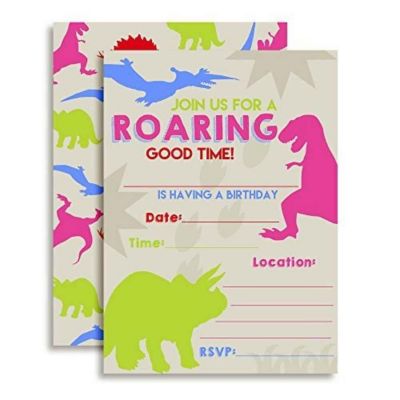Pink Dinosaur Invitations 40pc. by AmandaCreation Image 1