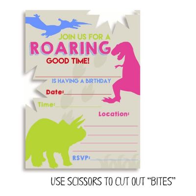Pink Dinosaur Invitations 40pc. by AmandaCreation Image 3