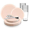 Pink Flat Round Disposable Plastic Dinnerware Value Set (120 Settings) Image 1