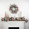 Pink Floral and Ball Ornament Frosted Pine Artificial Christmas Wreath  24-Inch  Unlit Image 2