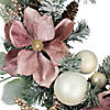 Pink Floral and Ball Ornament Frosted Pine Artificial Christmas Wreath  24-Inch  Unlit Image 3