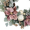 Pink Floral and Ball Ornament Frosted Pine Artificial Christmas Wreath  24-Inch  Unlit Image 4