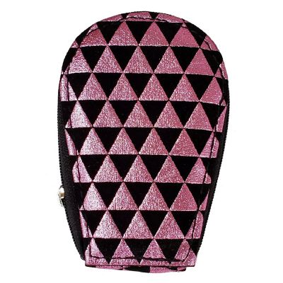 Pink Geometric Design 5 Piece Manicure Set in Designer Zipper Case Image 1