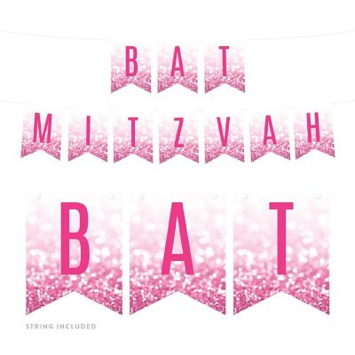 Pink Glitter Easter Pennant - 4 x 5.5 Inch Image 1