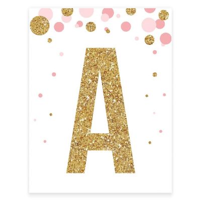 Pink Gold Glitter Letter A 8.5x11 Image 1