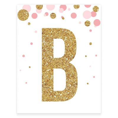 Pink Gold Glitter Letter B 8.5x11 Image 1