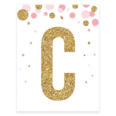 Pink Gold Glitter Letter C 8.5x11 Image 1