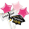Pink Graduation Congrats Grad Mylar Balloon Bouquet Kit - 13 Pc. Image 1