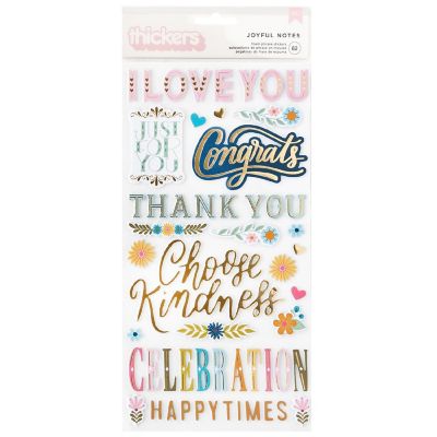 Pink Paislee Joyful Notes Thickers Stickers 81/Pkg-Gold Foil Phrase Image 1