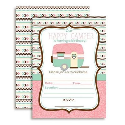Pink Retro Camper Invitations 40pc. by AmandaCreation Image 1
