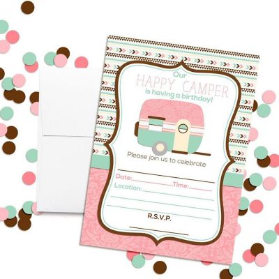 Pink Retro Camper Invitations 40pc. by AmandaCreation Image 1