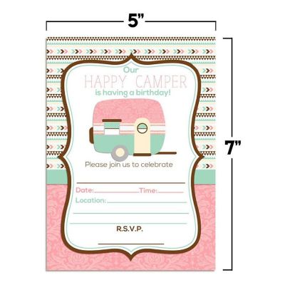 Pink Retro Camper Invitations 40pc. by AmandaCreation Image 2