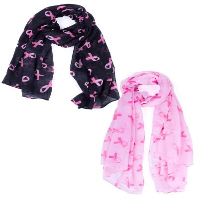 Pink Ribbon Breast Cancer Awareness Scarf - 2 Pack Image 1