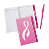 Pink Ribbon Spiral Notebook & Pen Sets - 12 Pc. Image 1