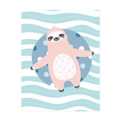 Pink Sloth Float Nursery Art 8.5x11in Image 1