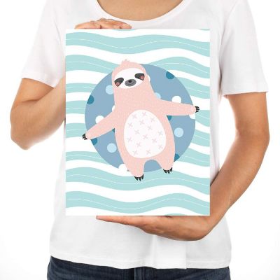 Pink Sloth Float Nursery Art 8.5x11in Image 2