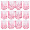 Pink Stemless Patterned Plastic Wine Glasses - 12 Pc. Image 1