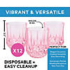 Pink Stemless Patterned Plastic Wine Glasses - 12 Pc. Image 1