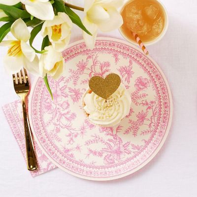Pink Toile Large Plates -10/Pack - 10 Pieces Image 3