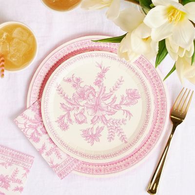Pink Toile Small Plates -10/Pack - 10 Pieces Image 1