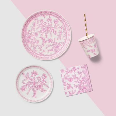 Pink Toile Small Plates -10/Pack - 10 Pieces Image 2