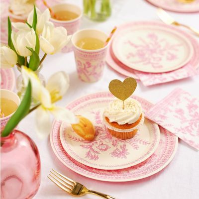 Pink Toile Small Plates -10/Pack - 10 Pieces Image 3