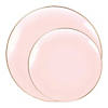 Pink with Gold Organic Round Disposable Plastic Dinnerware Value Set (120 Dinner Plates + 120 Salad Plates) Image 1