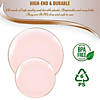 Pink with Gold Organic Round Disposable Plastic Dinnerware Value Set (120 Dinner Plates + 120 Salad Plates) Image 4