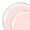 Pink with Gold Organic Round Disposable Plastic Dinnerware Value Set (40 Dinner Plates + 40 Salad Plates) Image 1