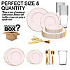 Pink with Gold Rim Round Blossom Disposable Plastic Dinnerware Value Set (120 Settings) Image 2