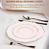 Pink with Gold Rim Round Blossom Disposable Plastic Dinnerware Value Set (120 Settings) Image 4