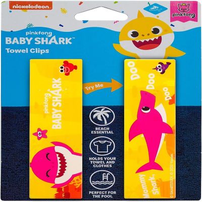 Pinkfong Mommy Baby Shark Towel Clips Yellow Secure Bag Lounge Chair Protection Accessory LogoPeg Image 1