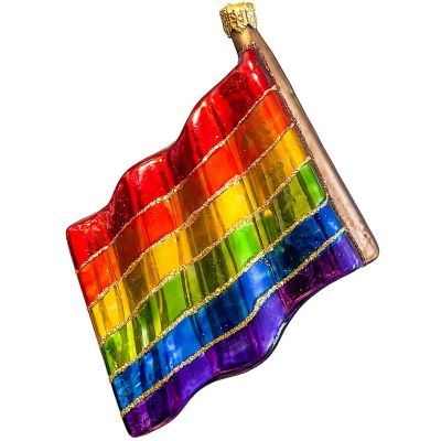 Pinnacle Peak Trading Rainbow Pride Flag Polish Glass Christmas Tree Ornament Image 1