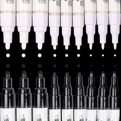 PINTAR Art Supply Professional Outline & Fill Pack - Set of 18 Black/White Paint Markers (6) 0.7mm (6) 1mm (6) 5mm Tips - Smooth-Flowing Japanese Ink / Default Title Image 1