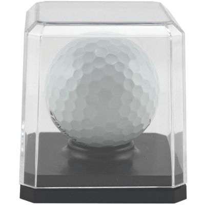 Pioneer Plastics 020CGOLF-BB Clear Plastic Golf Ball Display Case with Black Base, 2.125" W x 2.125" D x 2" H, Pack of 24 Image 1