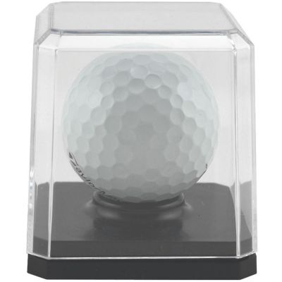 Pioneer Plastics 020CGOLF-BB-UV Clear Plastic Golf Ball Display Case with Black Base (UV Resistant), 2.125" W x 2.125" D x 2" H, Pack of 12 Image 1