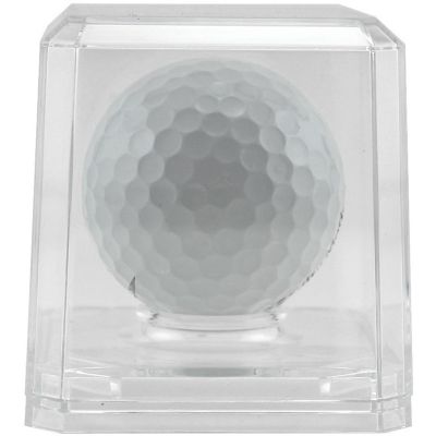 Pioneer Plastics 020CGOLF-BC Clear Plastic Golf Ball Display Case with Clear Base, 2.125" W x 2.125" D x 2" H, Pack of 2 Image 1