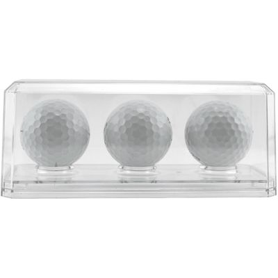 Pioneer Plastics 143C3GOLF-BC Clear Plastic 3 Golf Ball Display Case with Clear Base, 6.125" W x 2.625" D x 2.25" H, Pack of 12 Image 1