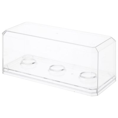 Pioneer Plastics 143C3GOLF-BC-UV Clear Plastic 3 Golf Ball Display Case with Clear Base (UV Resistant), 6.125" W x 2.625" D x 2.25" H, Pack of 2 Image 1