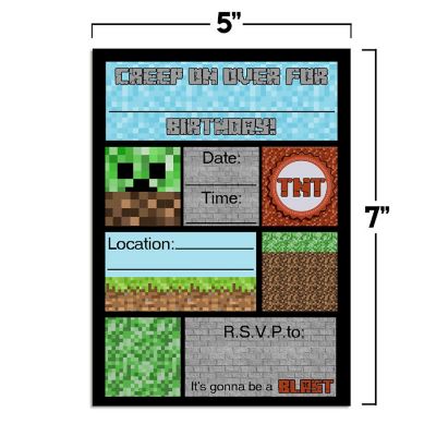 Pixel Miner Invitations 40pc. by AmandaCreation Image 1