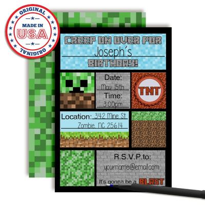 Pixel Miner Invitations 40pc. by AmandaCreation Image 2