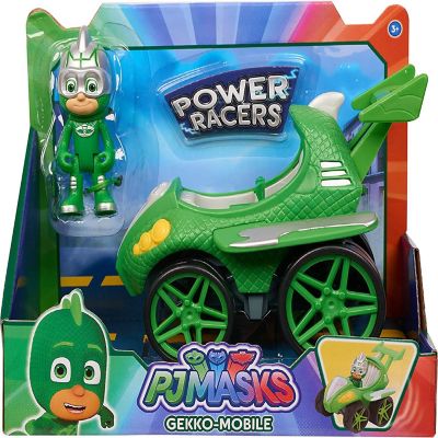 PJ Masks Power Racers Vehicles, Articulated Gekko Figure and Gekko Mobile, Green Image 2