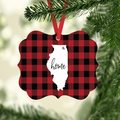 Plaid Fancy Frame Ornament Illinois Image 1