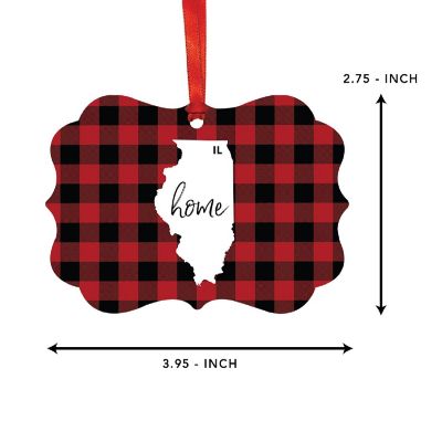 Plaid Fancy Frame Ornament Illinois Image 1