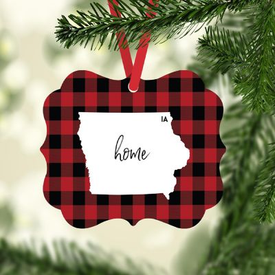 Plaid Fancy Frame Ornament Iowa Image 1